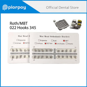 PIORPOY 20Pcs/Pack Dental Orthodontic Brackets Metal Braces For Teeth Mini Metal Standard Roth MBT Slot 0.022 Hooks 345 ﻿