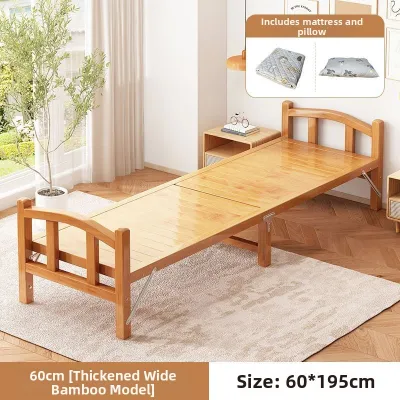 AYIJIE | Folding Bamboo Bed for Single or Double Occupancy Easy Home Use