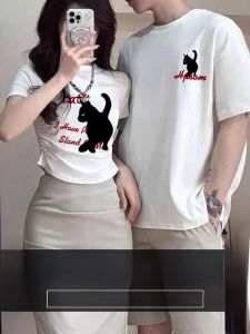 Áo Thun Nam Nữ Tay Ngắn Dáng Ôm Vừa Vặn Mùa Hè 2024 Áo Thun Cotton Phong Cách Hàn Quốc in Họa Tiết Hoạt Hình