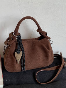 Fashionable Retro Velvet Surface Crossbody Bag Womens Handbag Commuter Bag Shoulder Bag Zipper Closure Polyester Lining