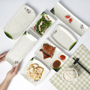 Mimane Plastic Dinner Plate Restaurant Restaurant Cold Dish Flat Dish Commercial Use Rectangular Shape Chinese Style Adult Size