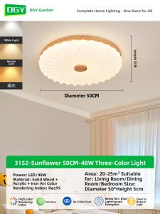 DGY | Simple Modern Childrens Room Round Wooden Style Ceiling Light