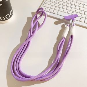 Durable Long Nylon Lanyard for Mobile Phone Outdoor Travel Crossbody Strap Shoulder Bag Womens Sky Blue Purple Woven Rope