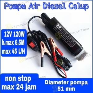Pompa Air Celup 51mm Black Dengan Filter DC 12V Irigasi Draine Pump / Pompa Air Celup 51mm Hitam DC 12V 80W 30L/M Irigasi Draine Pump