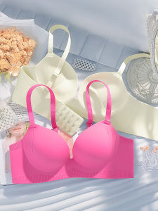 Thickened 4cm Small Chest Push up Not Empty Cup Seamless Intimates Womens Flat Chest Special Large One Piece Bra Summer 5