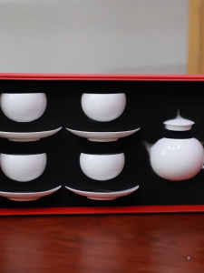 【christmas gift】全釉白瓷杯 创意茶具套装 White porcelain full-glaze round tea set —— Suitable for both home and office