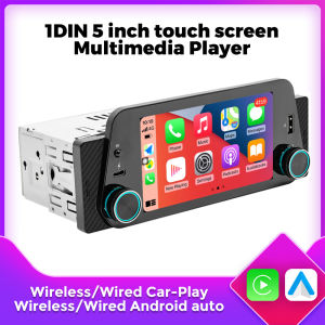 1Din Car Radio Stereo Carplay Android Auto Display Navigation Mirrorlink MP5 Touch Screen Multimedia Player AUX Audio Output BT