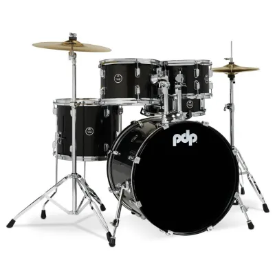 PDP CENTERSTAGE 5PC KIT w/ HARDWARE CYMBAL & DRUMTHRONE - Iridescent Black Sparkle