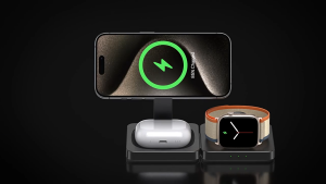🇸🇬 ReadyStock - Foldable 3 in 1 Wireless charger Stand 15W Fast Charging Dock for iPhone/iWatch/Airpods/Apple Series
