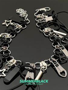 Black Punk Series Necklace Heavy Chain Head Y2K Clavicle Chain Women Fashion Jewelry Accessory out New Style Stock Available