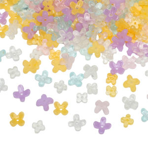 20Pcs 5mm/7mm Colorful Resin Four Petal Flower Beads Charms for Jewelry Making DIY Bracelet Necklace Earrings Accessories