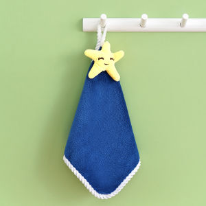 1/4Pcs Cute Blue Dinosaur Hanging Type Super Absorbent Coral Towel Cute Cartoon Design For Home Use Baby Hand Cleanning Wipe