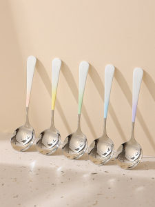Long Handle Food Grade 304 Stainless Steel Spoon Baby Feeding Spoon Kitchen Use Soup Spoon Watermelon Spoon Child Eating Spoon