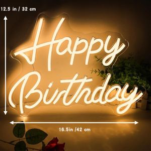 LED Neon Happy Birthday Neon Sign Wall Art Bedroom Living Room Party Backdrop Decor Lamp Light Up Sign USB Powered