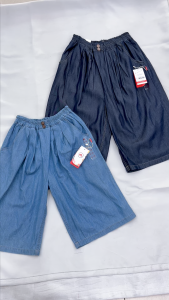 Quần Lửng Jean Giấy Bé Gái Riomio Cotton USA Cạp Paper Chun Trang Trí Cúc Gỗ Size 6/7–11/12 (25–45kg) RO1116