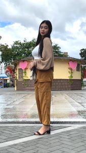 SS JOSIE Cargo Pants Square Pant Loose Fit Makapal Tela