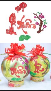 Combo dán Dừa set số 1415 hình Rắn 2025 và phụ kiện kim tuyến sẵn keo