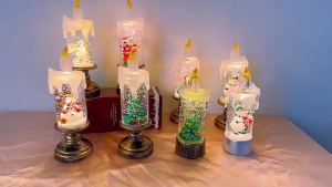 Christmas LED Candles Lights Santa Claus Snowman Luminous Vintage Nightlight Christmas Ornament Home Xmas Tabletop Decor