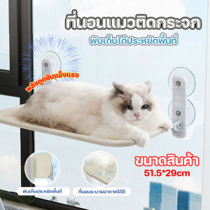 💥ส่งจากไทย💥 ที่นอนแมวติดกระจก เปลแมวแบบแขวน พับได้ มีจุกสุญญากาศ ขนาด 51.5x29cm