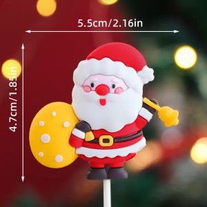 Christmas Cake Topper Red Sweater Green Shirt Bear Doll Ornaments Rainbow Arch Gift Box for Holiday Party Cake Decorations