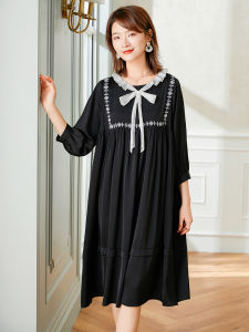 French Vintage Embroidered Midi Dress Loose Fitting Belly Covering Elegant Style Casual Spring Autumn New plus Size Women Dress