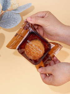 2025 New Golden Thickened Ice Skin Flowing Heart Mooncake Transparent Machine Sealed Bag Chinese Mid-Autumn Festival Gift