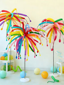 SHIFEITU | Celebration Setup Decorations Colorful Dopamine Fireworks Long Balloons