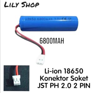 Baterai Lithium 18650 3.7V 6800mAh Soket Putih