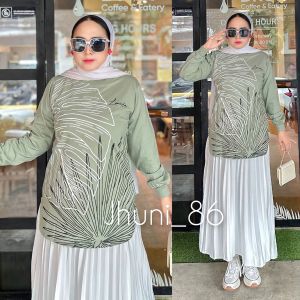 ATASAN KAOS WANITA LENGAN PANJANG FULL PRINT LANICHA TERBARU SAGE / KAOS WANITA BAHAN COMBET 24S  PAKAIAN WANITA TERKINI