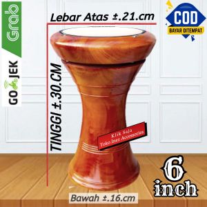Dumbuk Mini Darbuka Kayu 6 inc Natural Rolling Putih