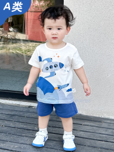 Baby Summer Thin Short Sleeve Outfit Cute Cartoon Separate Pure Cotton Fashionable Outdoor Clothes for Boys Baby Clothing Set