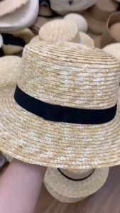 Nón Cói (Mũ Cói) Rơm Raffia Sợi Tự Nhiên Phối Dây Nơ Đen Chống Nắng Đi Biển - Mã NC023