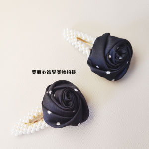 Elegant Polka Dot Rose Flower Hair Clip Bangs Hair Accessory Versatile BB Clip Pearl Hair Clip Fashionable Hair Ornament