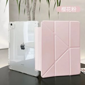Acrylic iPad 11 Case Transparent Foldable Shockproof Anti-Bend Protection Cover for 10.2 Inch Tablet with Pen Slot Apple pro 12.9