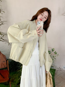 Yellow Loose Baseball Jacket Womens Fashionable Autumn New Style Small Size Loose Coat Commute Style Polyester Fiber