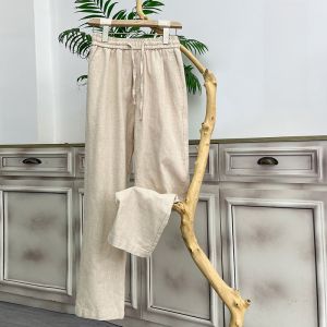 PENGUINDANCE | High-End Pure Linen Mens Summer Thin Cotton-Linen Casual Pants Loose Straight Leg Long Trousers Breathable Comfortable Business Gentleman