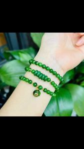 vòng tay dáng chuỗi đá diopside tự nhiên mix đồng điếu và charm túi tiền diopside vip bọc vàng tây vòng tây đá phong thủy trang sức thiết kế đủ hóa đơn thẻ bảo hành