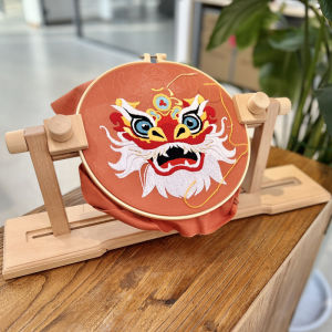 Desktop Handmade DIY Embroidery Frame Real Wood round Tabletop French Style Practical Flip Side Stitching Tools Home Fabric