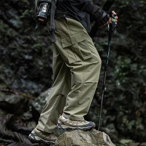 Spring Autumn Mens Workwear Pants Straight Leg Quick Dry Outdoor Hiking plus Size Casual Trousers Comfortable Loose Fit