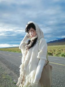 Milky White Tassel Hooded Knitwear Womens Gentle Sweet Cloak Mori Womens Same Travel Wear Shawl Outer Match