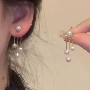 ต่างหูคล้องรูปไข่มุกแบบหรูหราสำหรับผู้หญิง เครื่องประดับแฟชั่นสุดเก๋ ดีไซน์พิเศษ ต่างหูแบบพู่ ประดับเพชร หรูหรา ดีไซน์เก๋ไก๋