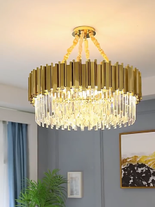 Luxury Gold K9 Crystal Chandelier: Dimmable Ceiling Light for the Living Room Dining Room and Bedroom