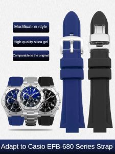 Applicable To C-a-s-i-o EDIFICE Series Farmhouse Oak EFB-680-1A 2A Modified Convex Silicone Watch Strap