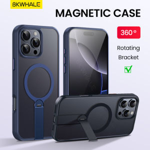 BKWHALE 360° Rotatable Bracket Magnetic Phone Case For iPhone 17 Pro Max 17 Air 16 Pro Max 16Plus 16e 16 15 14 Plus 12 13 14 15 Pro Max Translucent Back Cover Magnetic Folding Stand Casing