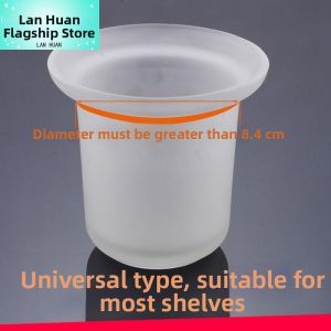 Toilet Brush Holder Glass Cup Sandblasted Aerospace Aluminum Wall Mount