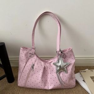 Túi Tote PU Cổ Điển Túi Đeo Vai Thông Thường Có Sức Chứa Lớn Dành Cho Học Sinh Có Lót Vải Canvas