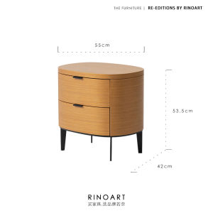 Rinoart Minimalist Modern Wooden Bedside Cabinet with Round Arc Design for Bedroom Living Room Storage Tea Table Bookshelf