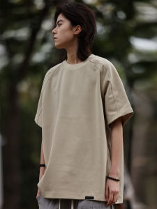 Nobodyknows American Style Heavyweight Texture Tape Wide Shape Short Sleeve T-Shirt Simple Casual Loose Mens Trendy Summer