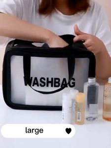 3 Size Waterproof Wash Bag Travel Organizer Storage Toiletries PVC Transparent Zip Make Up Pouch Luggage Space Saver