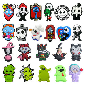 22Pcs Movie Nightmare Before Christmas Shoe Charms For Slides Clog Sandals Shoes Decorations Accessories Buckle For Party Gifts